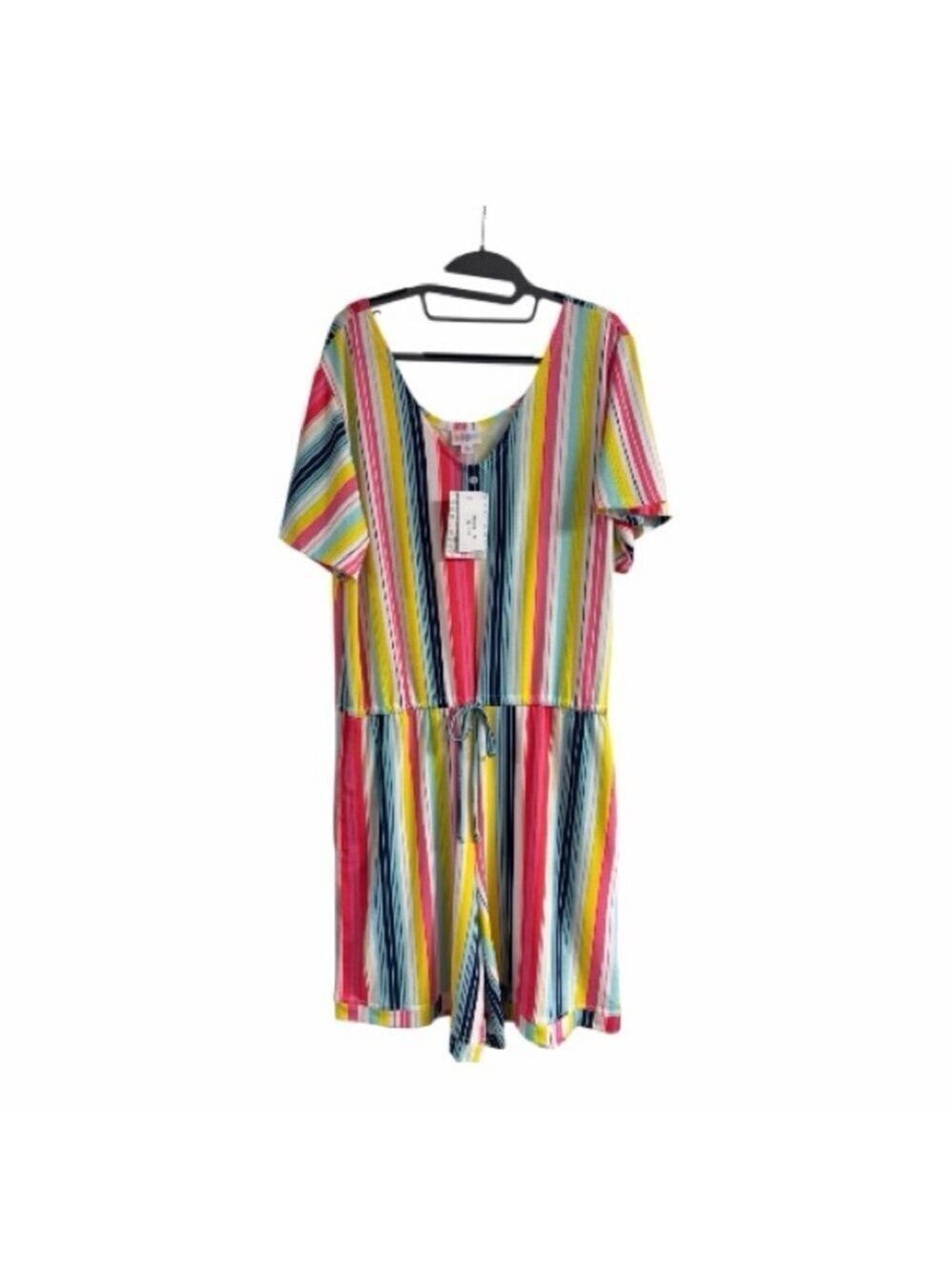 LULAROE Colorful Striped Short Sleeve Romper